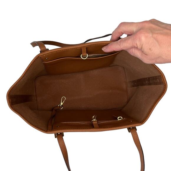 Michael Kors Acorn Brown Leather Tote Bag - Picture 8 of 14